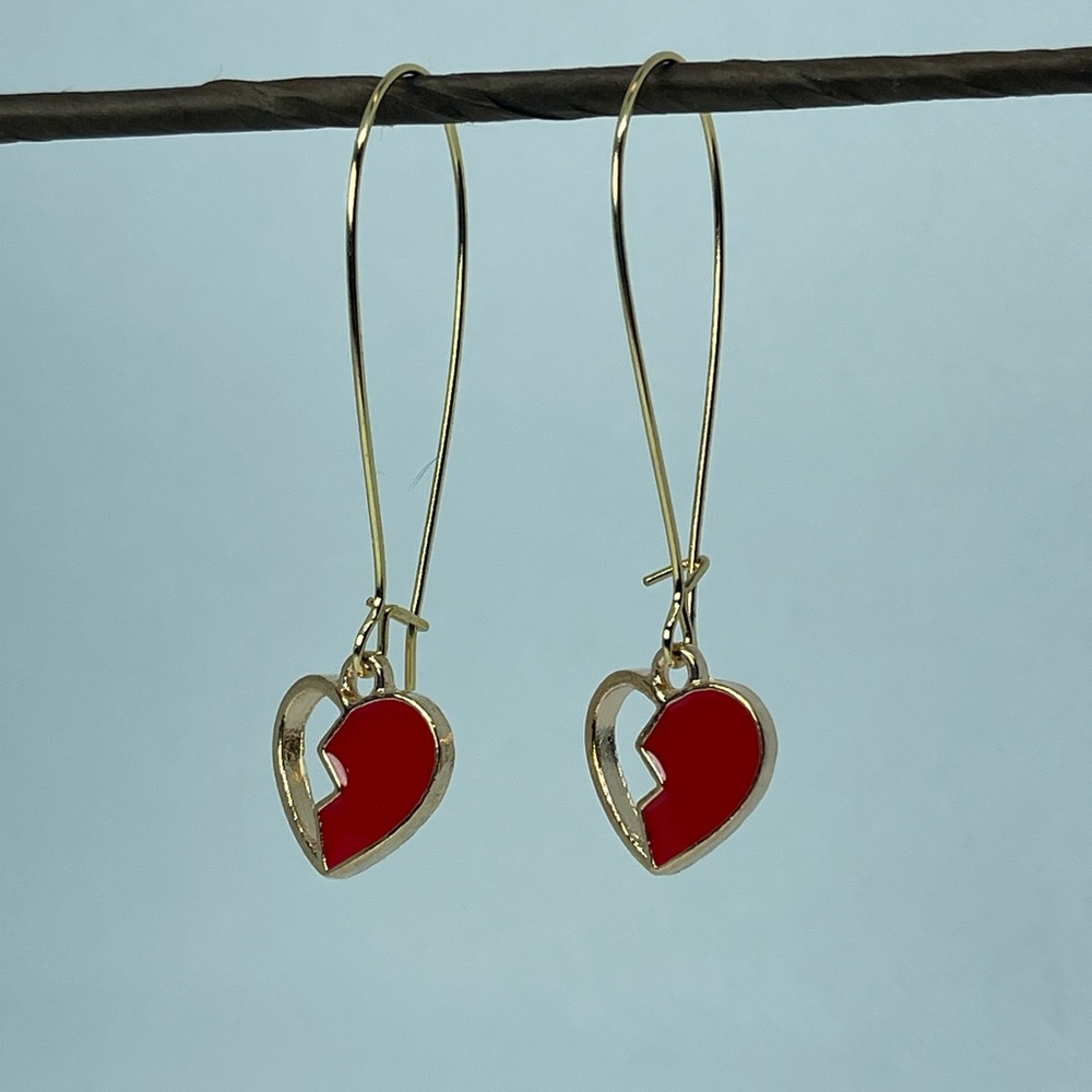 Broken heart kidney earrings
